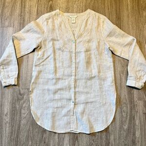 Sundance Cream and Black Striped Linen Tunic